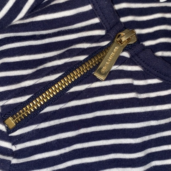 Michael Kors navy striped long sleeve top gold zippers slight signs of wear M. - Picture 3 of 5
